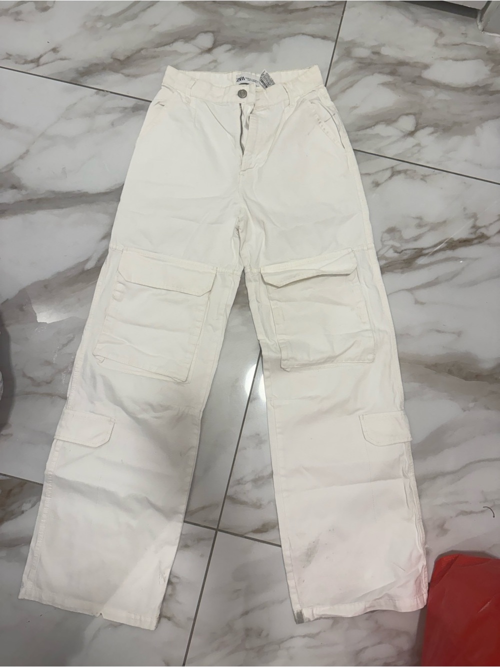 Zara Off-White High-Rise Pants